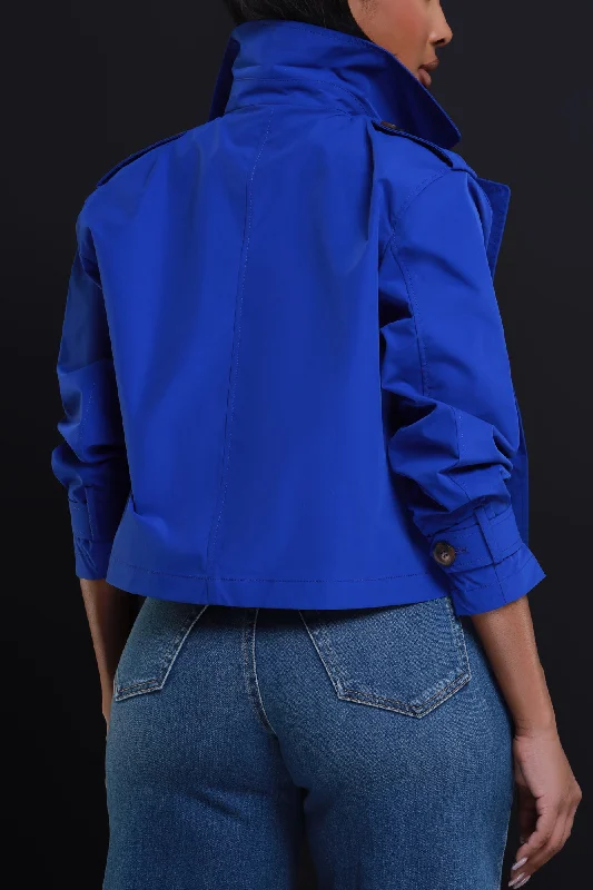 Day To Day Double Breasted Cropped Jacket - Royal Blue