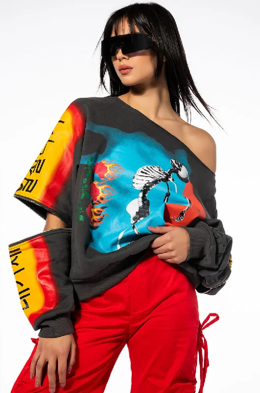 DEEP THOUGHTS OVERSIZED GRAPHIC SWEATSHIRT