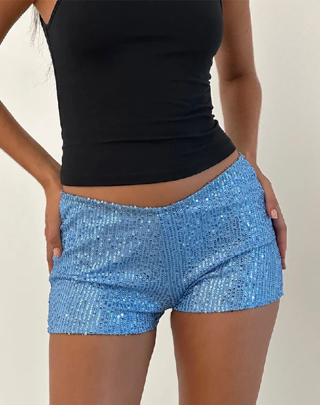 Erna Short in Light Blue Mini Sequin