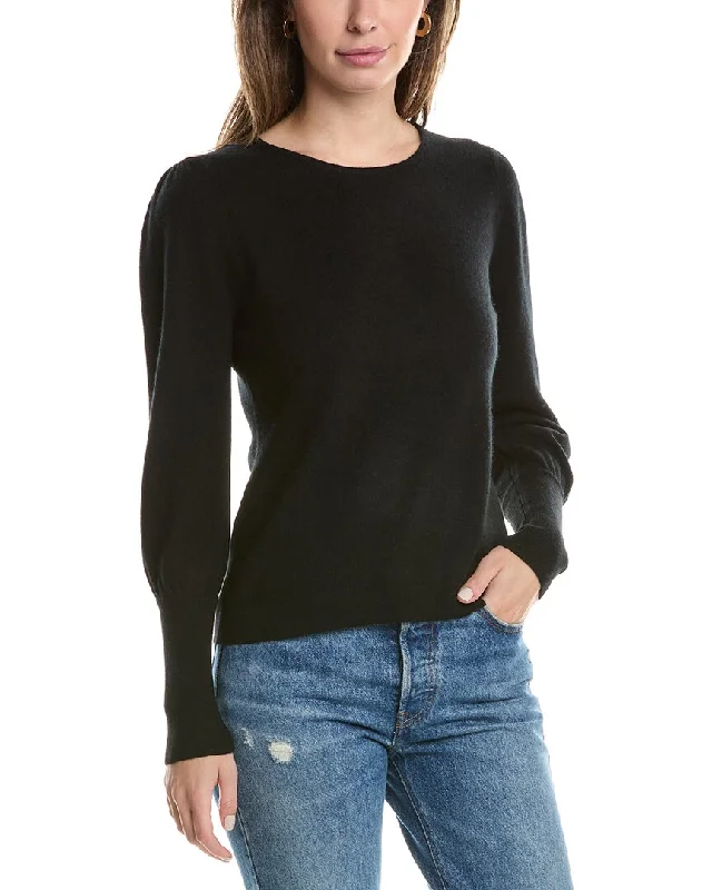 Forte Cashmere Gathered Sleeve Cashmere Sweater