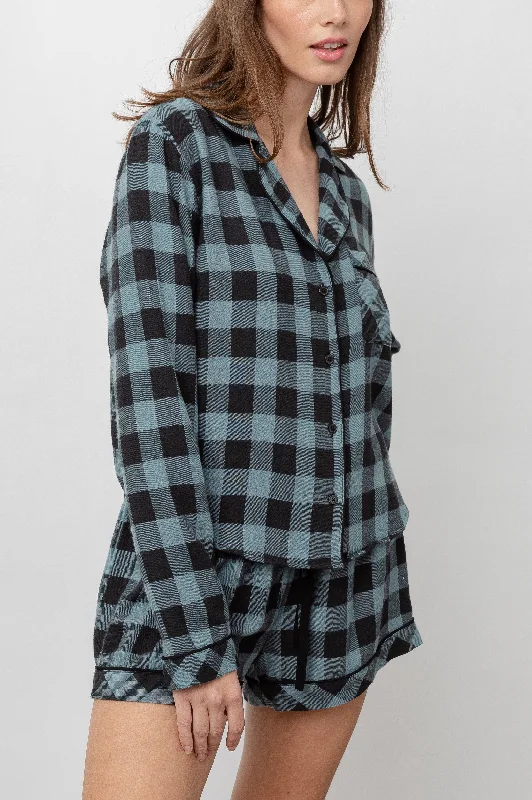 KELLEN PAJAMA SET - DUSTY TEAL CHECK