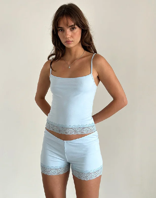 Kuden Lace Hem Short in Soft Slinky Blue