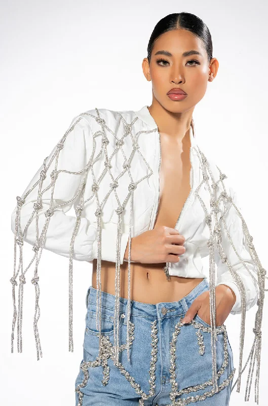 KYLER CROP BOMBER WITH DIAMOND ROPE