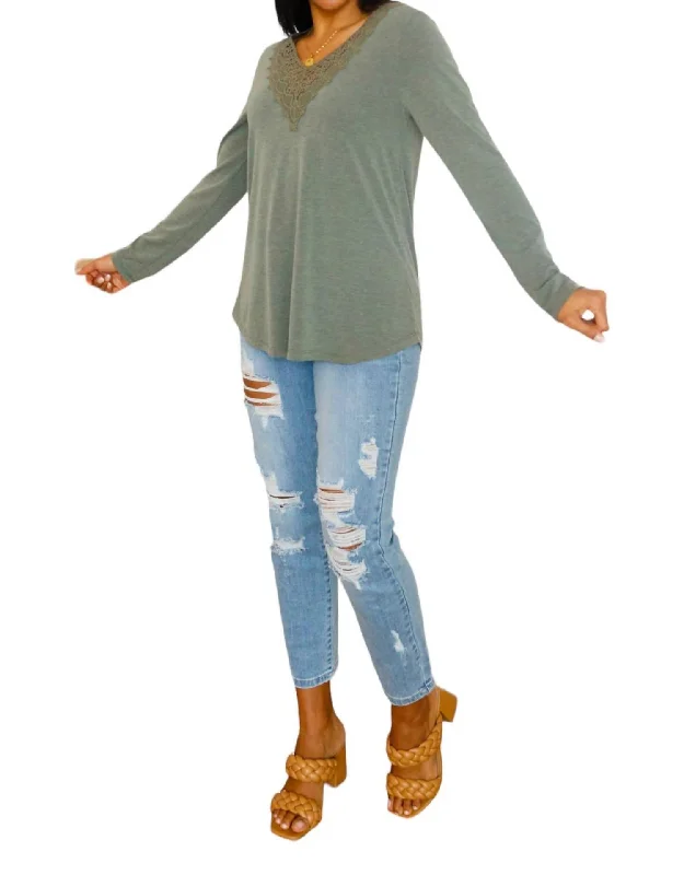 Lacey Long Sleeve In Olive Grey