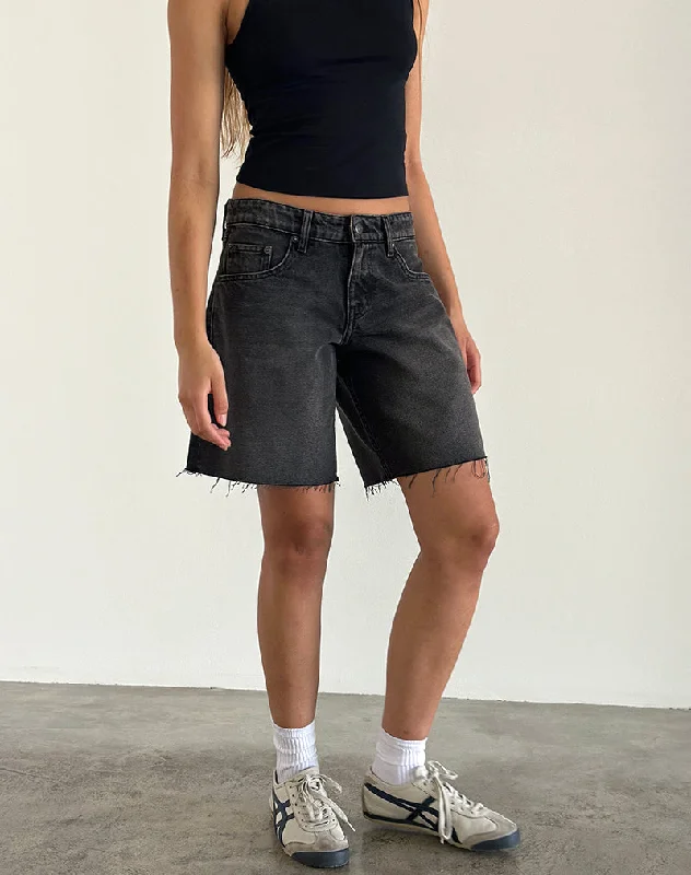 Roomy Low Rise Jorts in Washed Black Grey