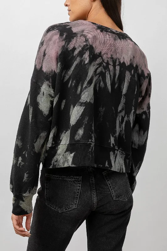 MARLO SWEATSHIRT - BLACK RAINBOW TIE DYE