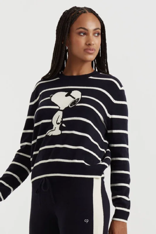 Navy Stripe Wool-Cashmere Snoopy Sweater