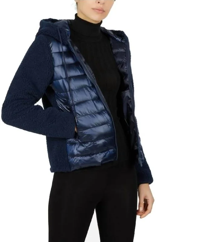 Palma Alternative Down Fleece Jacket In Navy Blue