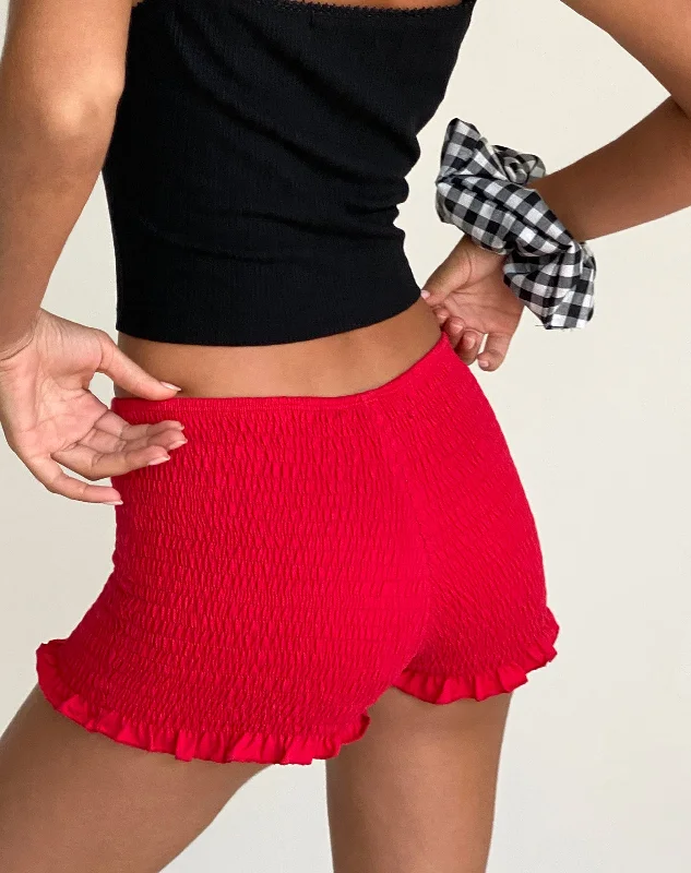 Ritala Shirred Micro Shorts in Racing Red