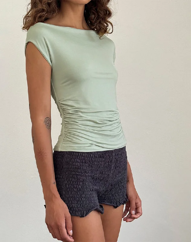 Ritala Shirred Micro Shorts in Beluga Grey