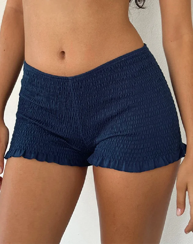 Ritala Shirred Micro Shorts in Navy