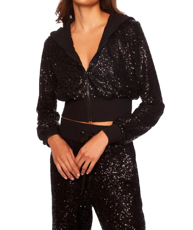 Sequin Hoodie: In Black