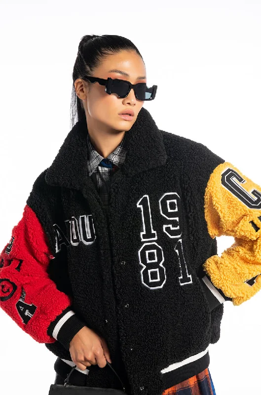 SOLO BEAR TEDDY VARSITY JACKET