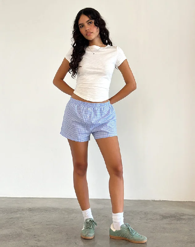 Voir Shorts in Poplin Gingham Blue and White