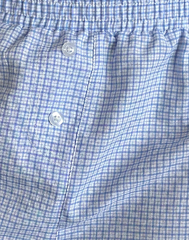 Voir Shorts in Poplin Gingham Blue and White