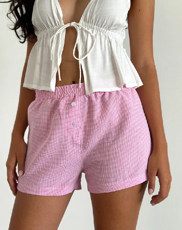 Voir Shorts in Poplin Gingham Pink