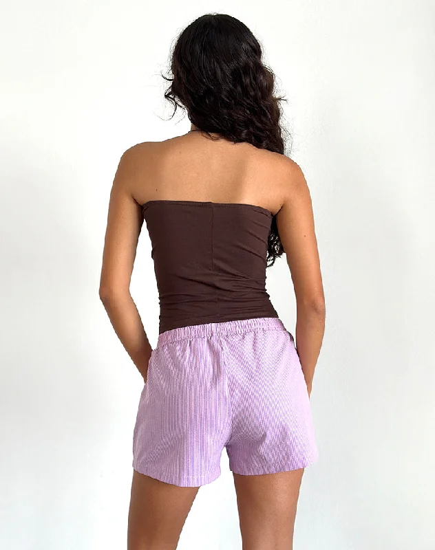 Voir Shorts in Poplin Pink and Purple Stripe