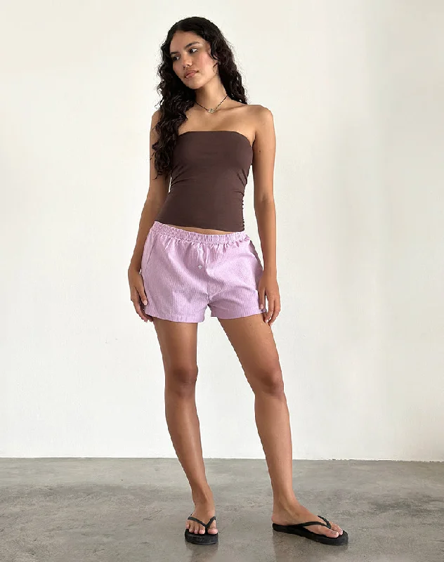 Voir Shorts in Poplin Pink and Purple Stripe