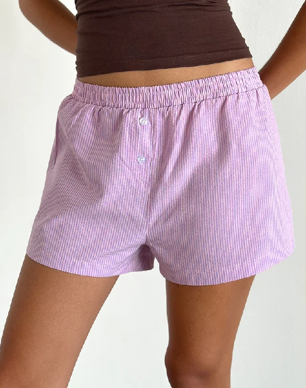 Voir Shorts in Poplin Pink and Purple Stripe