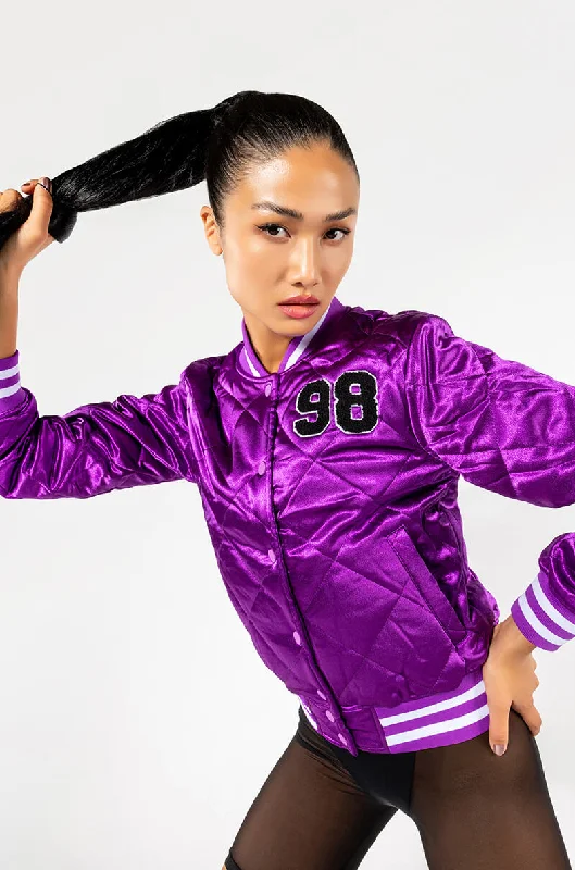 WE CALL HER PURP VARSITY BOMBER