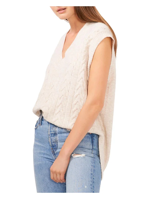 Womens Cableknit V-Neck Sweater Vest