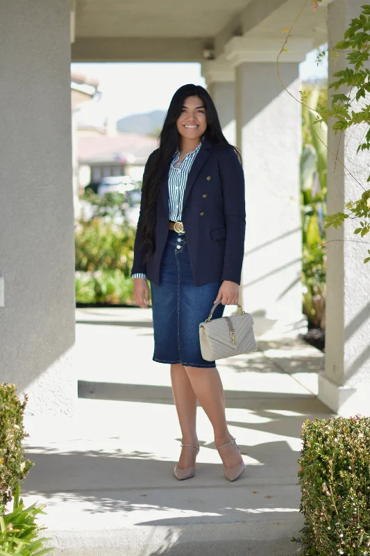 Caitlin Dark Indigo Denim Skirt