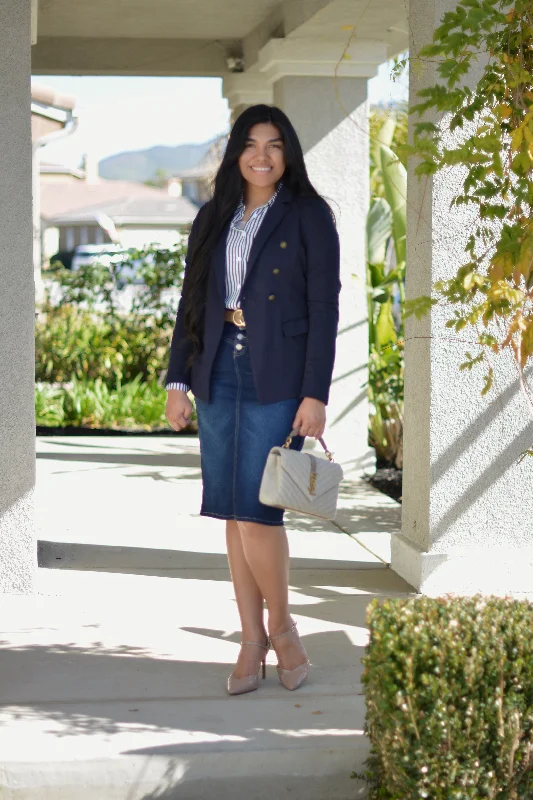 Caitlin Dark Indigo Denim Skirt