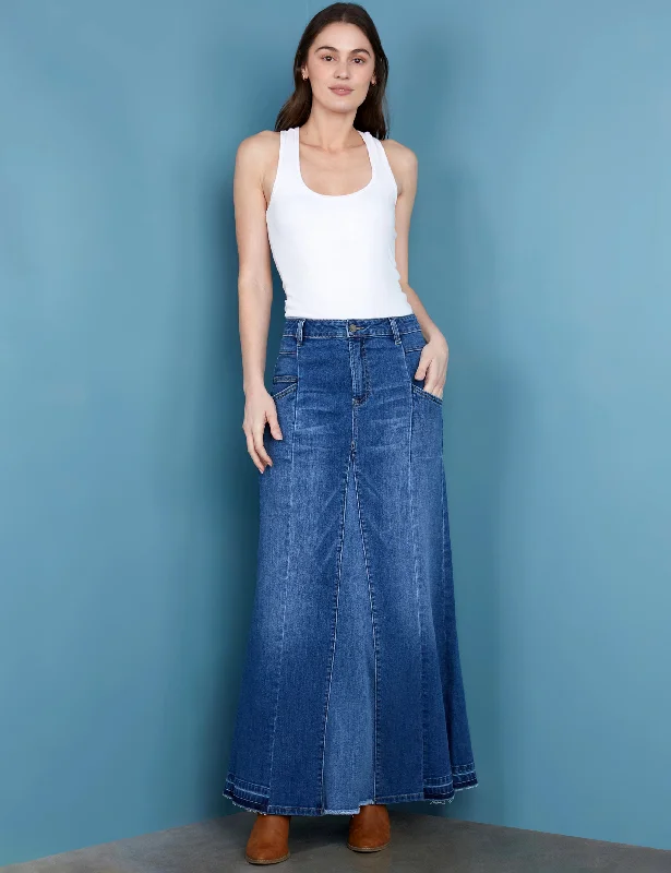 Flare Bliss Maxi Denim Skirt