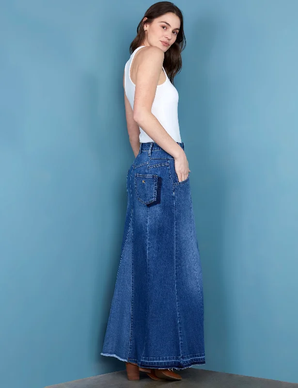 Flare Bliss Maxi Denim Skirt