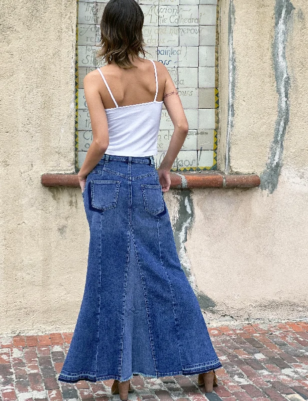 Flare Bliss Maxi Denim Skirt