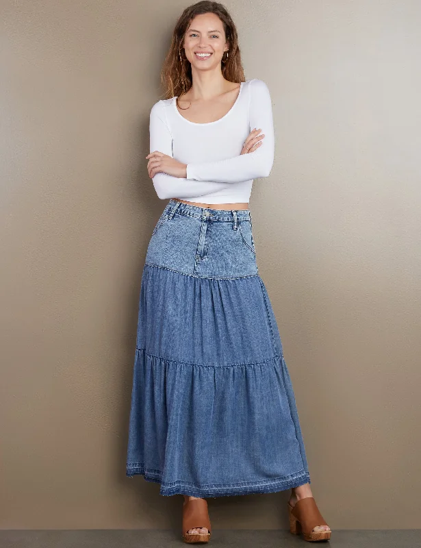 Fun Denim Maxi Skirt