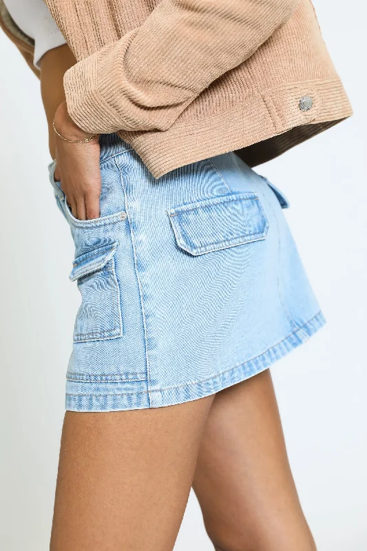 UTILITY DENIM MINI SKIRT - INDIGO