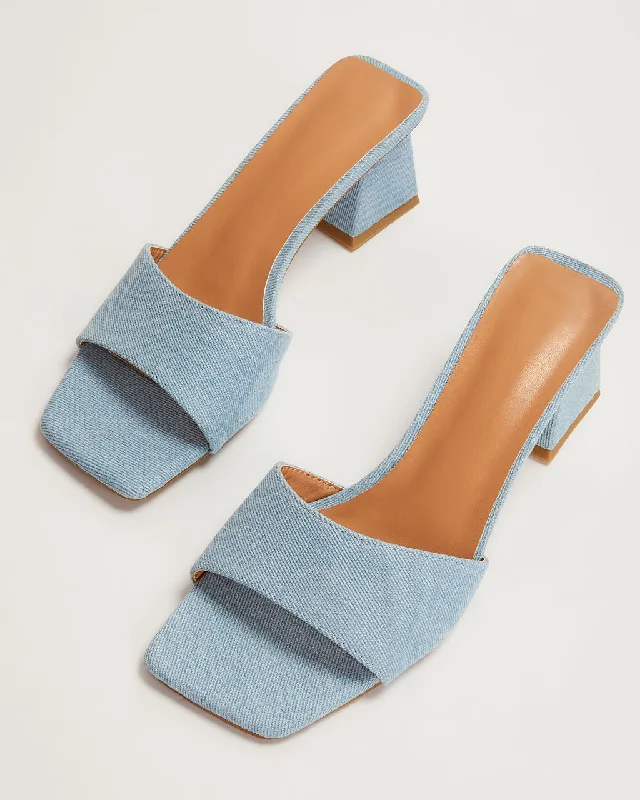 Aster Denim Open Toe Mule