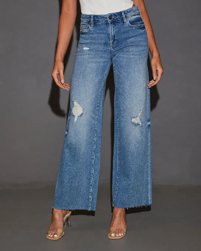 Cooper High Rise Distressed Wide Leg Jeans