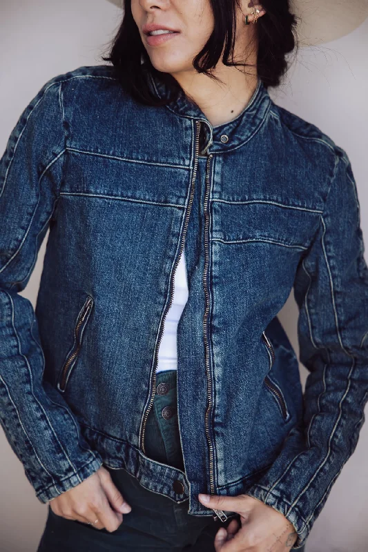 Free People Fast Lane Denim Moto Jacket