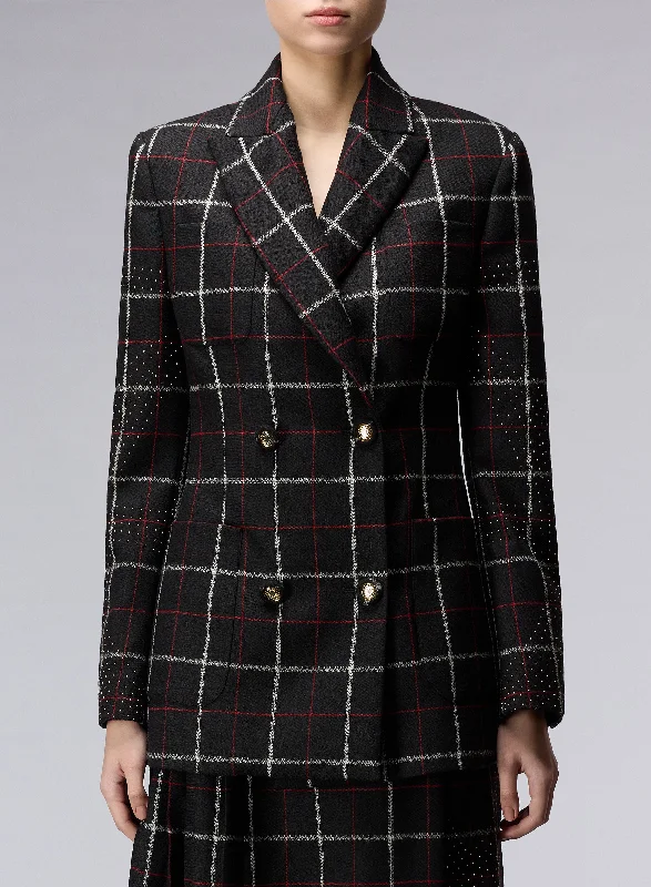 Embellished Check Blazer