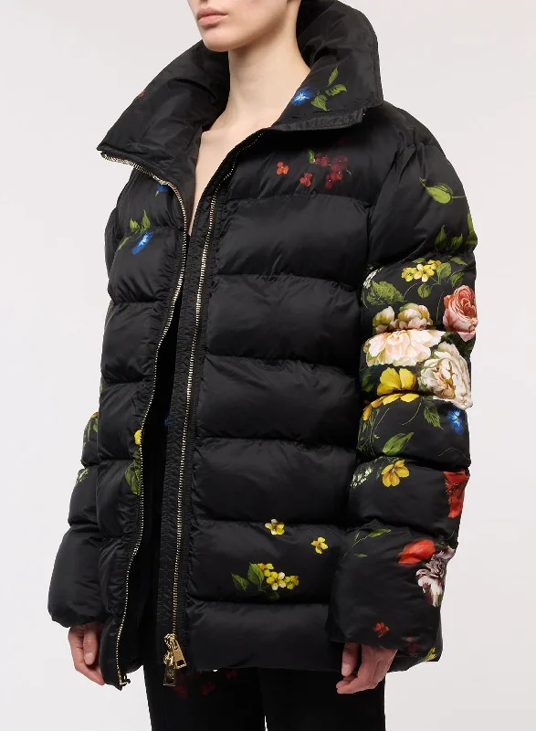 Flower Print Down Jacket