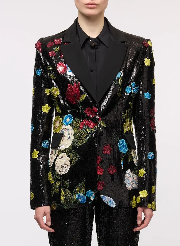 Embroidered Flower Bouquet Blazer