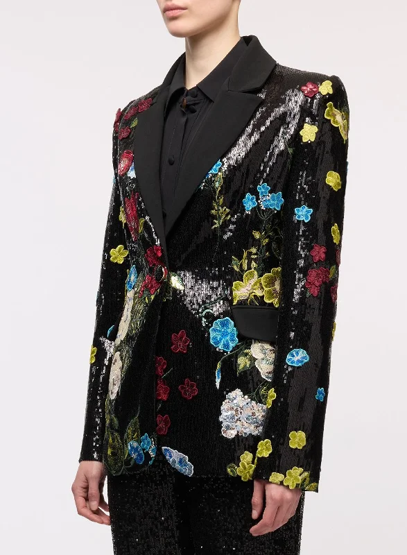 Embroidered Flower Bouquet Blazer