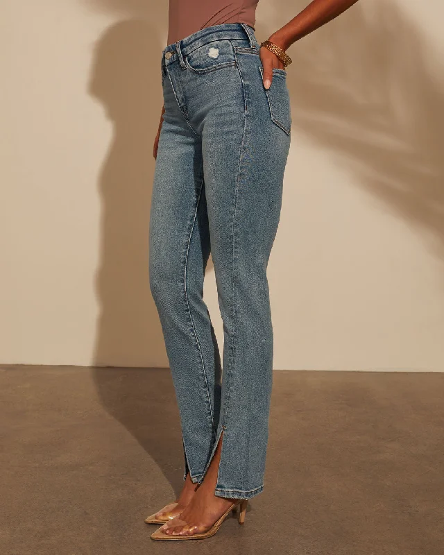 Jennings Split Hem Straight Jeans