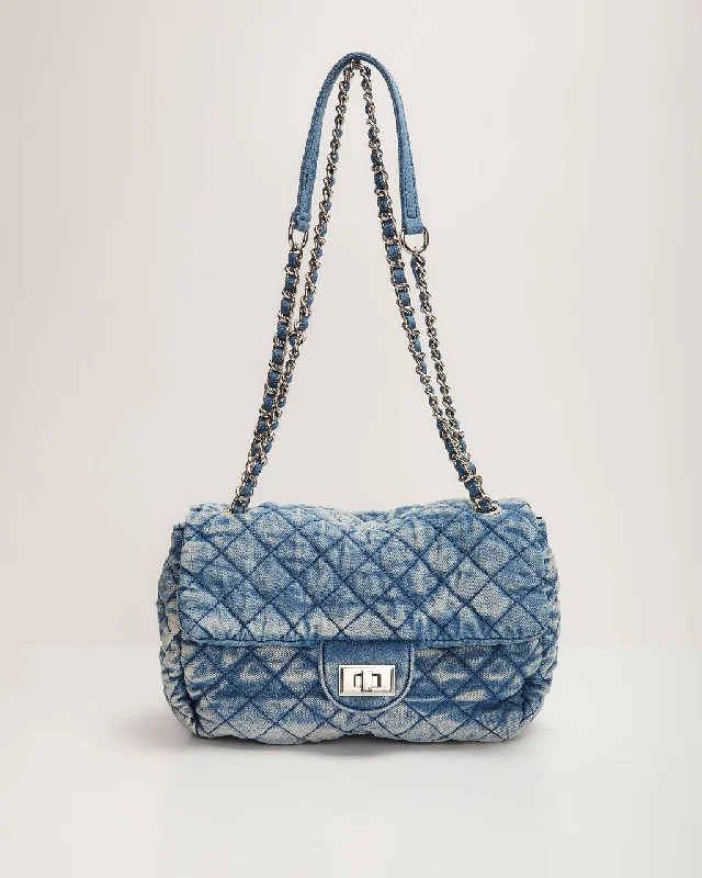 Keshia Denim Quilted Shoudler Bag