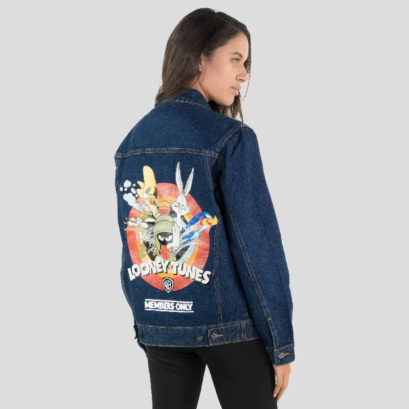 Women's Looney Tunes Denim Trucker Oversized Jacket - FINAL SALE