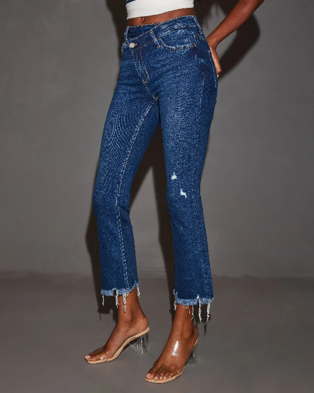 Olivia High Rise Cross Over Crop Flare Jeans