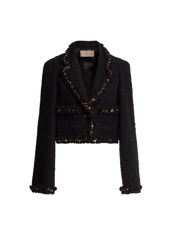 Sequin Trimmed Tweed Jacket