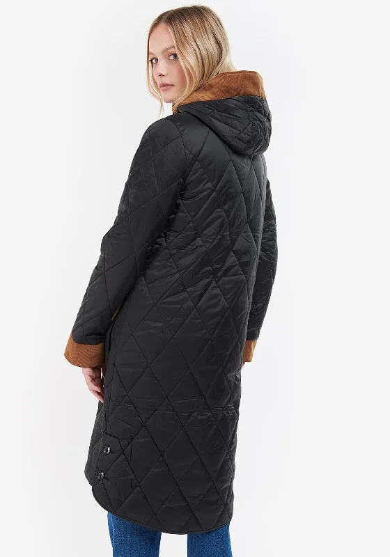 Barbour Womens Mickley Quilted Long Coat, Black