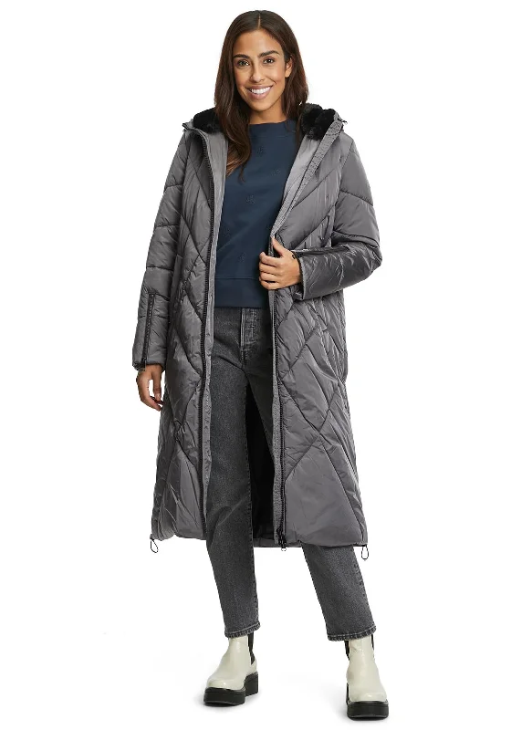 Betty Barclay Long Quilted Coat, Graphite