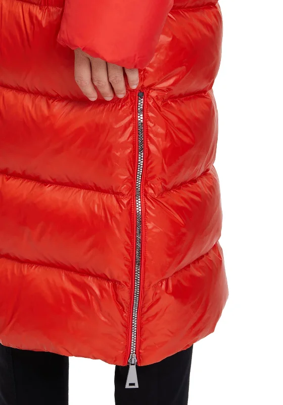 Betty Barclay Two Tone Long Quilted Coat, Red & Pink