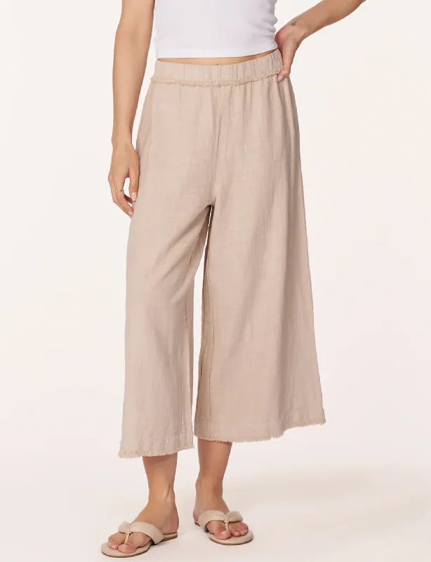 Raw Edge Cropped Pant, Sandy