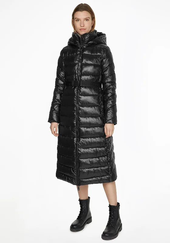 Calvin Klein Womens Belted Quilted Coat, Black