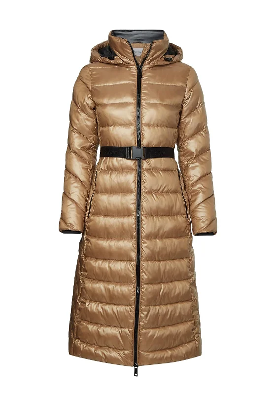 Calvin Klein Womens Belted Quilted Coat, Safari Canvas